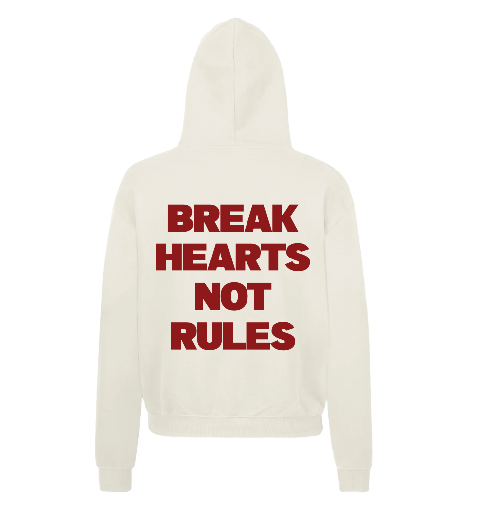 Break Hearts Not Rules - Vintage Cream Hoodie